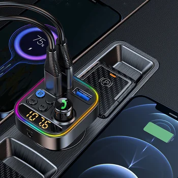 Araba Hızlı Şarj Çift USB AUX Girişi FM Verici araba şarjı 2.4 A Destekler Bluetooth Uyumlu 5.3 Müzik Çalma LED Ekran