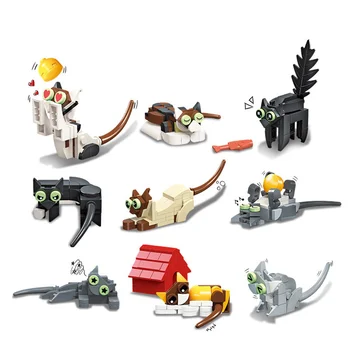2024 Şehir Yaratıcılık Çiftlik Mera Hayvan Karikatür Kedi MOC DIY Modeli Yapı Taşları Tuğla çocuk Oyuncakları Hediye