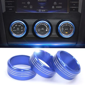 3 Adet/takım Araba Styling AC Ayar Düğmesi Dekoratif Halka Subaru Forester Impreza XV Crosstrek WRX Levorg Oto Aksesuarları