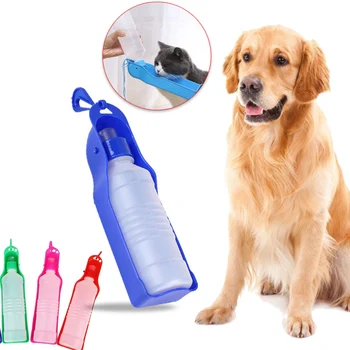 500ML Köpek Su Şişesi Katlanır Tiryakisi Plastik Taşınabilir Su Şişesi Evcil Açık Seyahat İçme Suyu Besleyici Kase Köpekler için