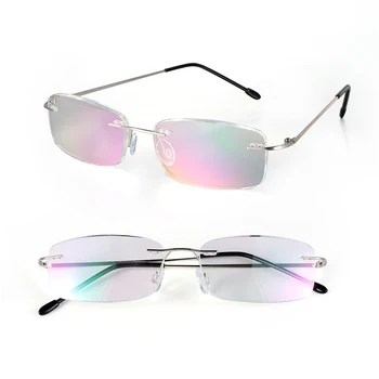 Moda Çerçevesiz okuma gözlüğü Unisex Ultra hafif Bellek Titanyum Presbiyopik Gözlük Yüksek çözünürlüklü Gözlük + 1.0~ + 4.0
