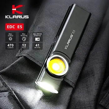 Klarus E5 COB El Feneri Manyetik Çift ışıklı fener 8 Aydınlatma Modları USB C Şarj Edilebilir EDC El Feneri Strobe Acil Kullanım için