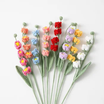 1 Adet El Sanatları El örgüsü Çiçek Yapay vadi zambağı Çiçek Dalları Düğün Parti Dekor için sevgililer Günü Hediyeleri