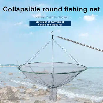 1 Adet Balıkçılık Ekipmanları Taşınabilir Katlanabilir Balık Ağı için Dayanıklı Yengeç Karides Karides Alıcı Net için Ideal Limanlar Balıkçı İskeleleri