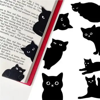 6/7 ADET Okul Ofis Malzemeleri Siyah Kedi Öğrenciler Hediye Kedi Severler İçin kitap klipsi Kişilik İmi Sayfalandırma İşareti