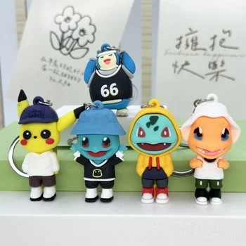 Pokemon Anahtarlık Anime Figürleri Pikachu Karikatür Anahtarlık Charmander Psyduck Moda Çanta Anahtarlık Kolye Aksesuarları Oyuncak Çocuk Hediye