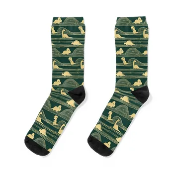 Dinozor Noel Baskısı (yeşil/altın) Çorap spor çoraplar tenis ısıtmalı çorap Çorap Erkek kadın