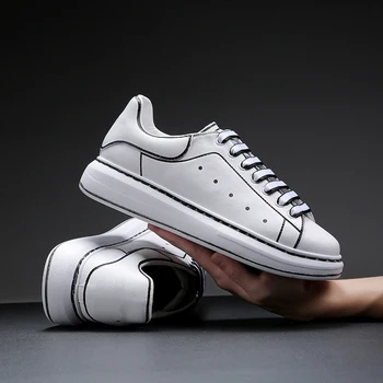 Kore tarzı erkekler moda orijinal deri ayakkabı marka tasarımcı ayakkabı nefes platformu sneakers gençlik sokak ayakkabı chaussure
