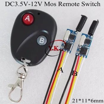 Mini uzaktan kumandalı anahtar 3.7 V 4.5 V 5V 6V 7.4 V 9V 12V Hiçbir Gürültü Mos Uzaktan konsol Anahtarı bir TX 2 RX Mini LED Ampul uzaktan kumandalı anahtar 315433