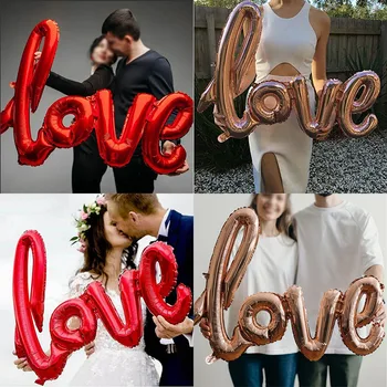 Kırmızı Ligatür Aşk Mektubu Tema Folyo Balon Düğün Sevgililer Yıldönümü Partisi Dekorasyon Eşi Sevgilisi Sahne Sürpriz Hediye
