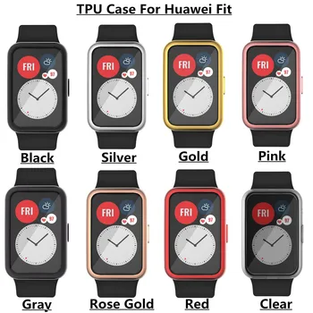Koruma Kılıfı İçin Huawei İzle Fit Kaplama TPU Tam Ekran Koruyucu Kapak Kabuk İçin Huawei İzle Fit Smartwatch Aksesuarları