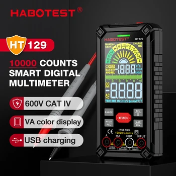 HABOTEST HT129 Dijital Multimetre Otomatik Aralığı True RMS AC DC NCV Gerilim Metre 10000 Sayımlar Akıllı Şarj Edilebilir Multimetre