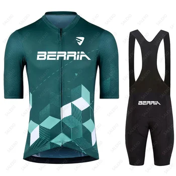 Yeni 2024 BERRIA Takım Bisiklet Jersey Setleri Yaz Kısa kollu MTB Dağ Yarış Bisikleti Jersey Bib Şort Erkekler Bisiklet Giyim