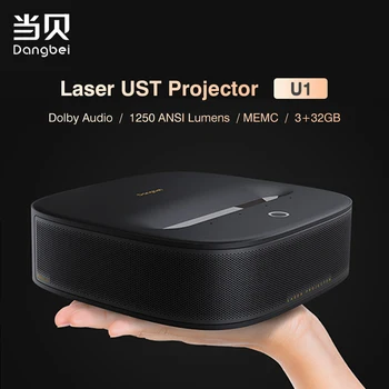 Dangbeı U1 1080P Lazer Projektör Ultra Kısa Mesafeli 1250ANSI Lümen Sinema Desteği 4K Video TV Akıllı MEMC HDR Video Beamer