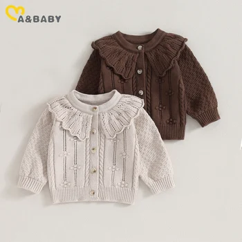 ma ve bebek 0-24M Yenidoğan Bebek Bebek Kız Örme Hırka Kazak Bebek Yaka Düğmesi Sıcak Sonbahar Kış Giyim