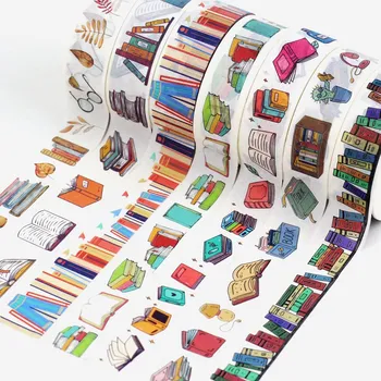 YENİ 1 ADET 10M Dekoratif Kütüphane Kitapları Washi Bant Seti Planlayıcısı Scrapbooking Yapışkan Maskeleme Bandı Kırtasiye Okul Malzemeleri