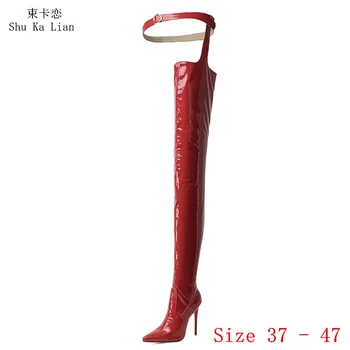 Kutup Dans seksi ayakkabılar Kadın Diz Üzerinde Çizmeler Yüksek Topuklu Kadın Süper Uzun Uyluk Yüksek Çizmeler Artı Boyutu 37-47