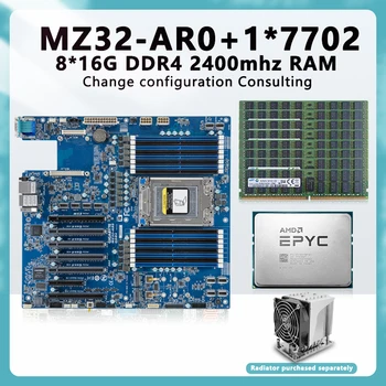 MZ32-AR0 (rev. 1.0) anakart + 1* 7702 64C / 128 T 200 w CPU + 8*16 GB= 128 GB RAM DDR4 2400 mhz RECC Bellek EPYC 7702 İÇİN MZ32 AR0