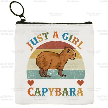 Kapibaralar Basit bozuk para cüzdanı Kız Öğrenci Sadece bir Kız Seven Kapibaralar Tuval Sevimli anahtar çantası Mini Debriyaj Küçük Çanta