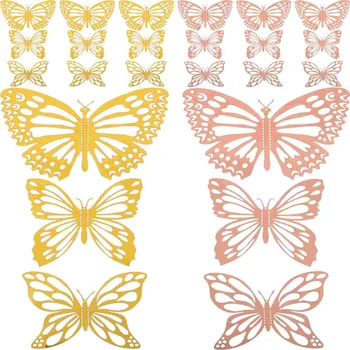48 Adet Yaratıcı Çiçek Kelebek Dekorları Süslemeleri Çocuk Odası Dekoratif 3d Kelebekler Çıkartmaları Kağıt Etiket Hediye Paketleme için