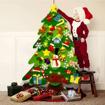 32 Adet DIY keçe yılbaşı ağacı Noel Ev için Navidad 2024 Yeni Yıl Noel Süsler Noel Baba Noel Çocuk Hediyeler