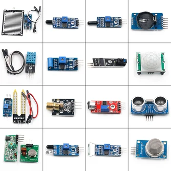 16 adet / grup Ahududu pi 2 3 sensör modülü paketi HC-SR04 501 DHT11 DS3231 KY-008 Ses Yağmur Toprak sensörü arduino kiti için