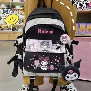 Sanrio Kuromi Cinnamoroll Sevimli Karikatür okul çantası Sırt Çantası Kız Erkek Öğrenci Rahat okul çantası Çanta Seyahat kart tutucu Çanta