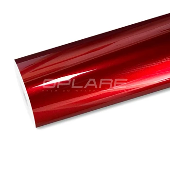 En yüksek kalite PET Boya Kiraz Kırmızı vinil wrap derin kırmızı vinil rulo metalik parlak film ( PET astar) araba için kalite Garantisi