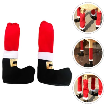 2 adet Noel Masa Bacak Zemin Koruyucular Noel Sandalye Bacak Kapakları Dekoratif Sandalye Ayak Çorap