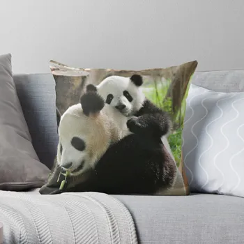 Panda bebek ve anne Atmak Yastık Kanepeler Kapakları Minder Örtüsü