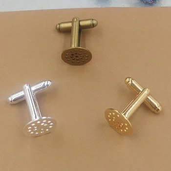 10 adet 12mm ped kol düğmeleri takı bulguları için-gümüş / altın / bronz seçeneği