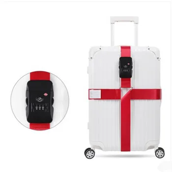 Ayarlanabilir 4M valiz kayışı Seyahat Aksesuarları Çapraz Kemer Ambalaj Bavul 3 Haneli Şifre TSA Kilit Toka Kayış Kemer Etiketi İle