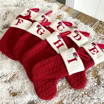 Noel Çorap Kırmızı / beyaz / yeşil Harfler Noel Çorap Noel Ağacı Süsler Ev Dekor noel hediyesi Çanta Yeni Yıl 2024