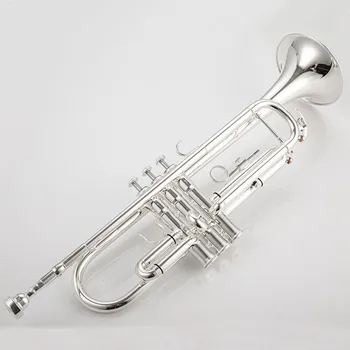 Acemi trompet Bb Trompet B Düz Pirinç Gümüş Kaplama Profesyonel Trompet Müzik Aletleri ile Deri Kılıf