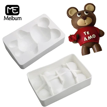 Meibum 3D Sevimli Ayı Tasarım Silikon Kek Kalıpları Parti Tatlı Çikolata Kalıp Mus Pan Pasta Pişirme Araçları Mutfak Bakeware