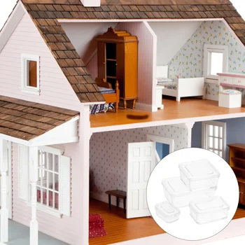 Dollhouse yemek kabı Oturma Odası Dekor Mini Zanaat Dekorasyon Minyatür saklama kutusu Piknik Plastik