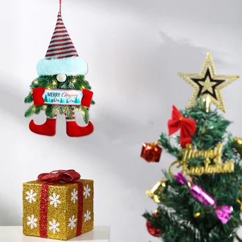 Light Up Çam Çelenk Noel Gnome Çelenk Tatil Asılı Dekorasyon Ön Kapı için Noel Kolye