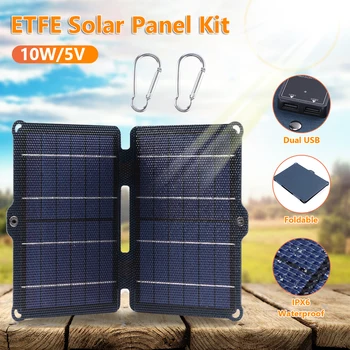 10w 5V Katlanabilir güneş panelı Çift USB Çıkış Portları Su Geçirmez dış mekan güneş panelı Çift katlı güneş enerjisi şarj cihazı Ultra ince Güç Bankası için