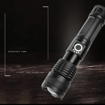 P50 Güçlü LED el feneri 26650 USB Şarj Edilebilir Taşınabilir Açık Taktik Avcılık Polis Meşale Su Geçirmez Fener Zoom