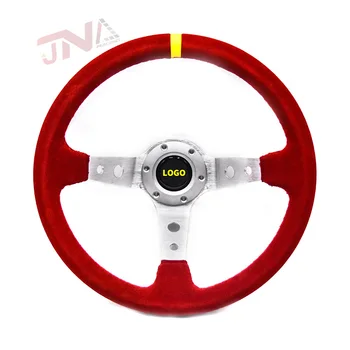 JDM Spor direksiyon Kırmızı Süet Deri Klasik Tarzı Araba direksiyon Evrensel 14 İnç Volante