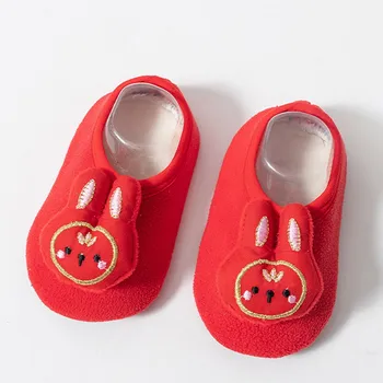 Noel Bebek Çorap Bebek Ayakkabı Moda Yumuşak Alt Bebek Kat Çorap Noel Sıcak Çocuk Terlik Bebek Sıcak Kat Çorap Zapatos NiñA