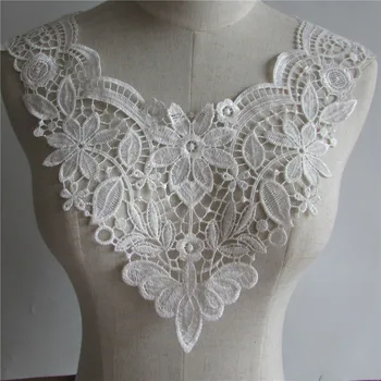 Beyaz düğün elbisesi Yaka Yamalar DIY Sahte Yaka Kadın Kumaş İşlemeli Aplike Yaka Kumaş Dikiş Malzemeleri