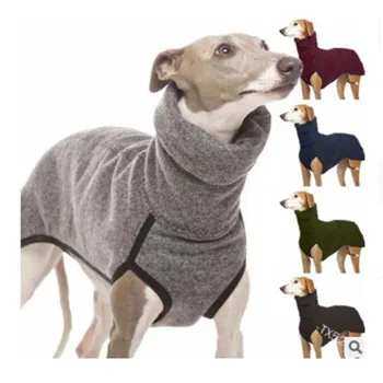 2024 Yeni Popüler Köpek Kış Peluş Altın Saç Düz Renk Giyim Pet Köpek Ekleme Düz Renk Sıcak Yüksek Yaka Köpek Giyim