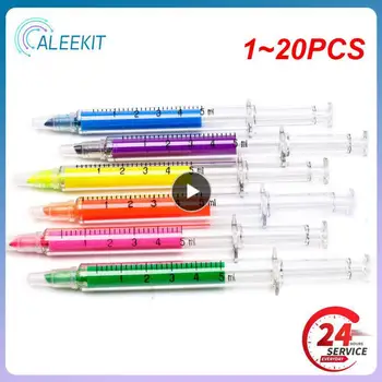 1~20 ADET Kawaii Şırınga Vurgulayıcı Kalem Şırınga İğne Şekli Mekanik Renkli Tükenmez kalem Ofis Okul İçin İşaretleyici Yazma Aracı