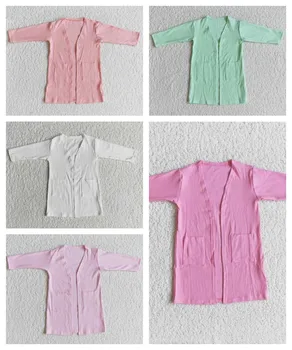 Toptan Sıcak Satış tasarım rts Kızlar beş renkli geniş çizgili ceket hırka Batı Butik Giyim Bebek Kız Giysileri Giymek
