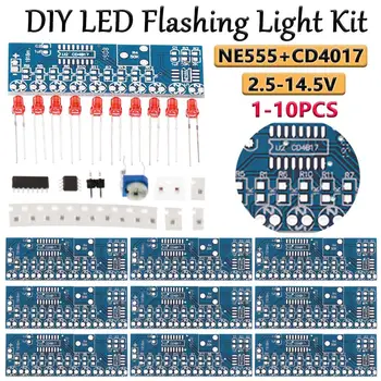 1-10 ADET NE555 CD4017 DIY LED yanıp sönen ışık Kiti 2.5-14.5 V Su Akan Etkisi LED yanıp sönen ışık SMD Lehimleme Uygulama DIY Kiti