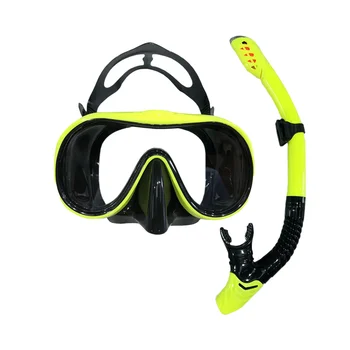 Tüplü Dalış maskesi Şnorkel Anti-Sis dalış maskesi Şnorkel Tam Kuru Tüp Sualtı Yüzmek Ekipmanları Sarı + Siyah