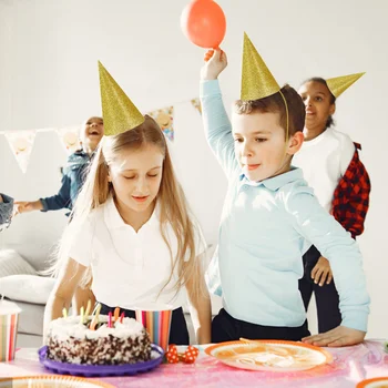 12 Adet parti şapkaları Doğum Günü Kapaklar Glitter Doğum Günü Şapkaları Parti Fotoğraf Sahne Çocuklar Yetişkinler için