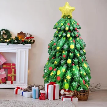 1.2 m Balon Noel Ağacı 2024 Noel Partisi Ayakta Folyo Balon Seti Yeni Yıl Merry Christmas Dekorasyon