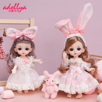 Adollya 16cm Mini BJD Bebek Prenses Oyuncaklar Kız için 13 Top Eklemli Döner Oyuncak Bebek Giysileri İle Peruk Saç Makyaj En İyi Hediye 1/12 Bebek